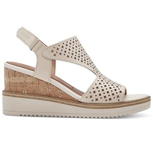 Sandali Donna Tamaris Con Zeppa 7,5 Cm, Pelle Alta Qualità, Chiusura Velcro, Tecnologia TOUCH-IT, Punta Rotonda